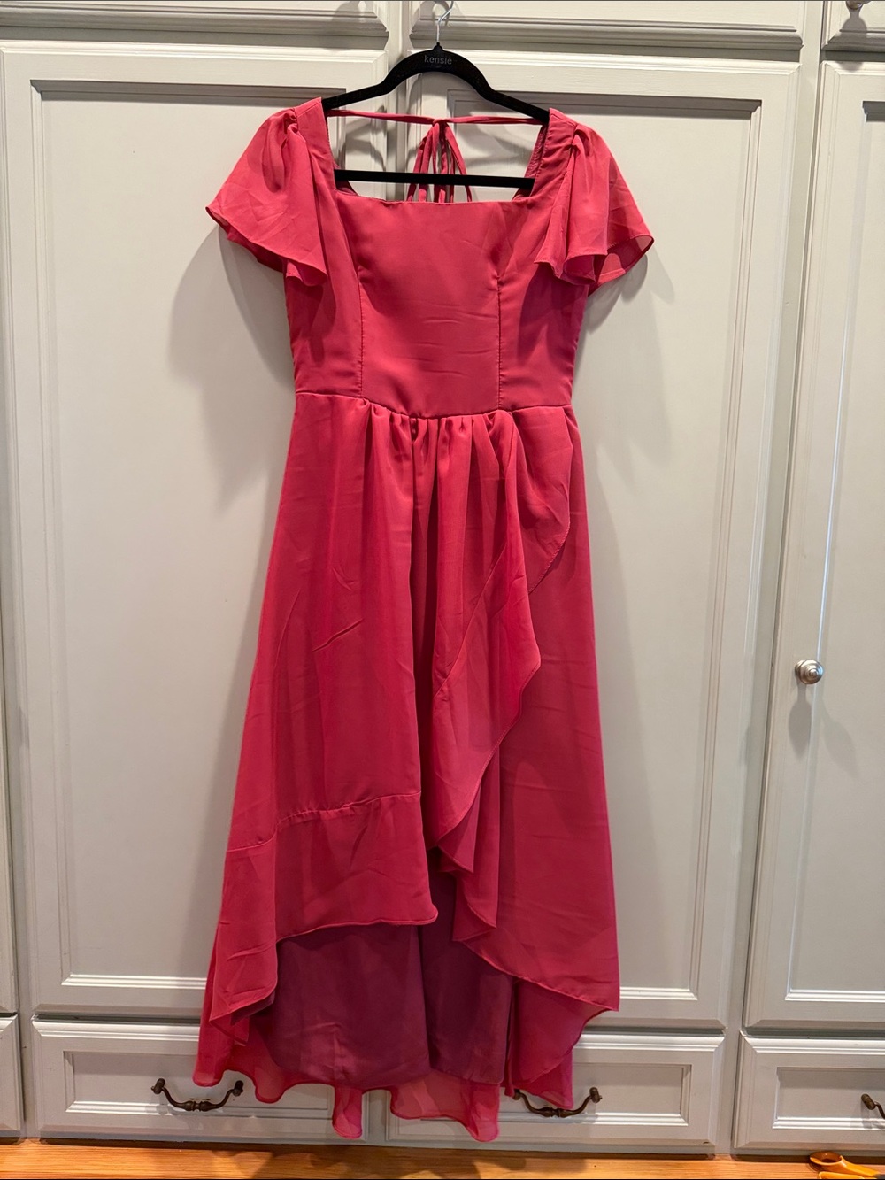 Mauve Flutter Sleeve High-Low Dress